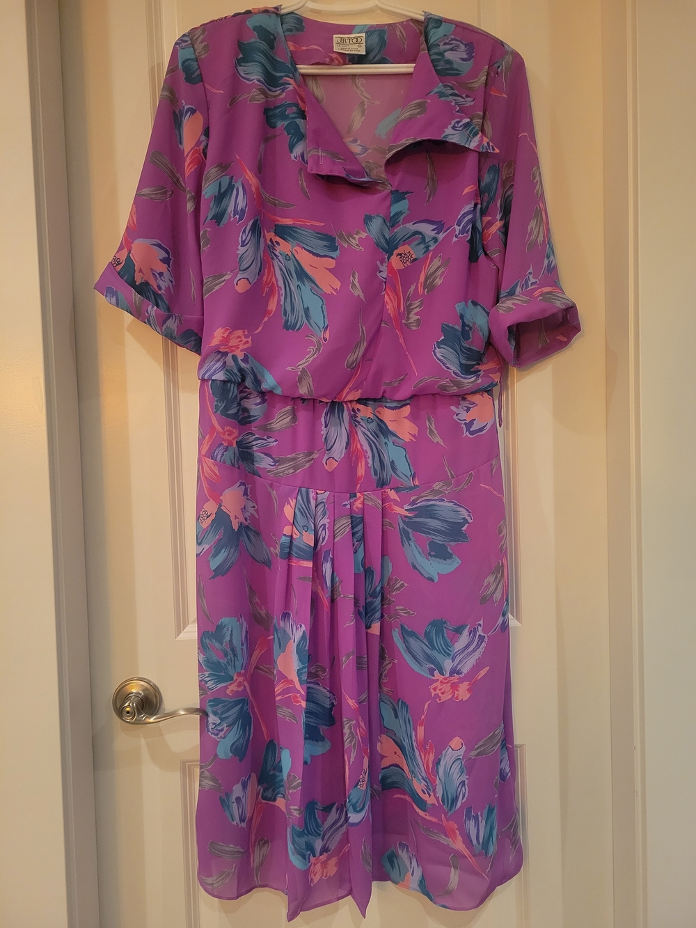 Vintage 1980s Purple Floral Midi Dress